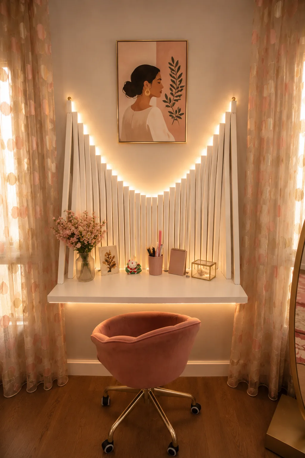 Illuminated vanity and dressing table in the Mivida Compound project in 5th Settlement