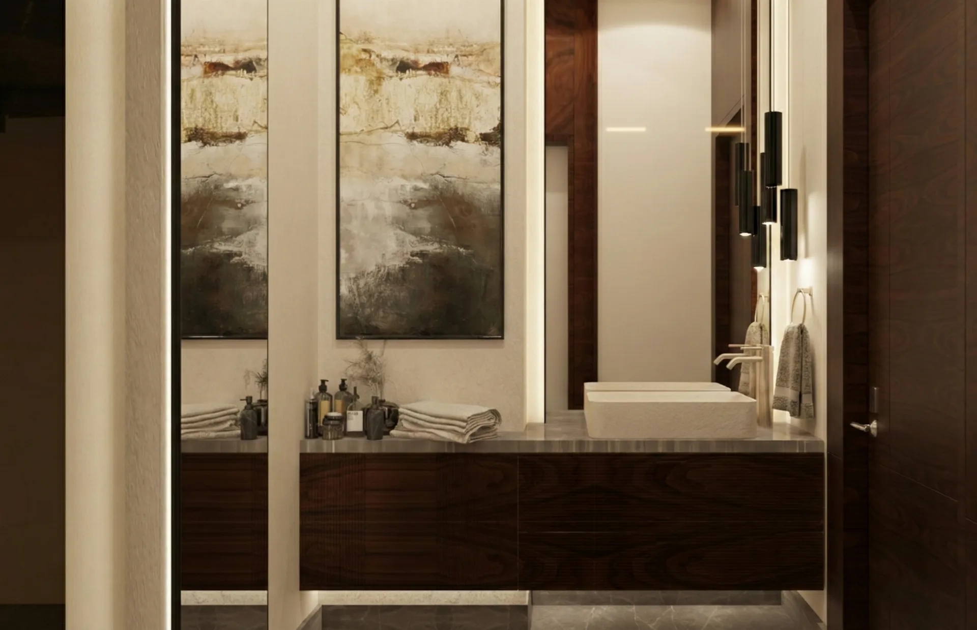 Marble bathroom vanity in the La Vista Compound project in New Administrative Capital