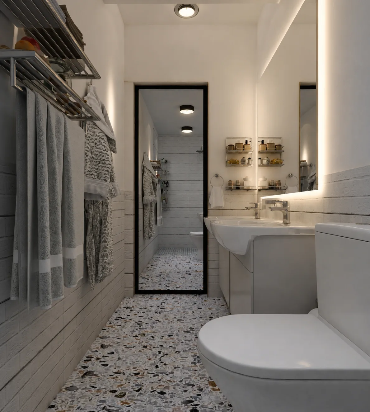 Compact white bathroom and shower in the Rocks Residence Compound project in Katemeya