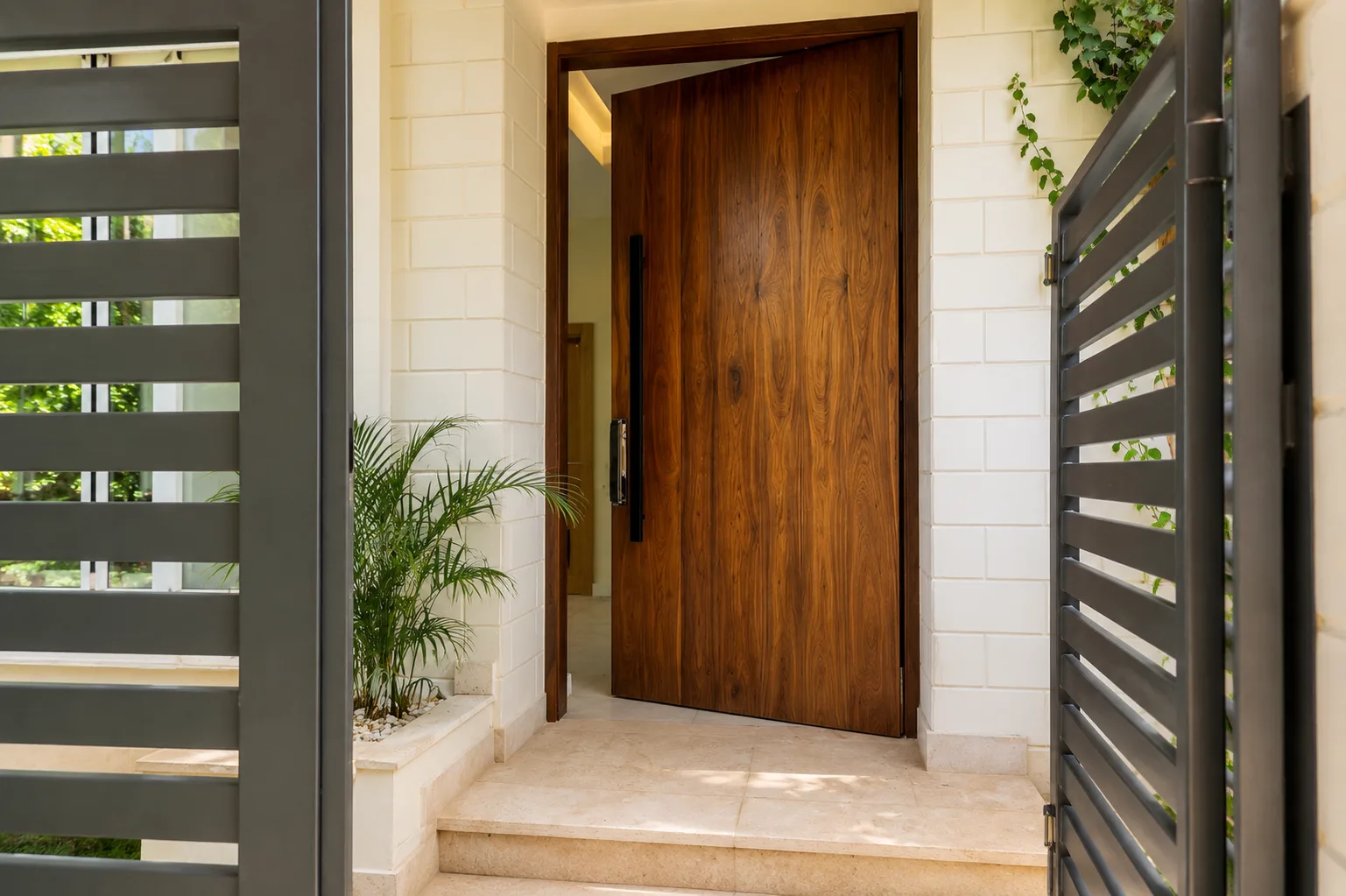 Wooden villa entrance door in the Maadi Villa project in Maadi