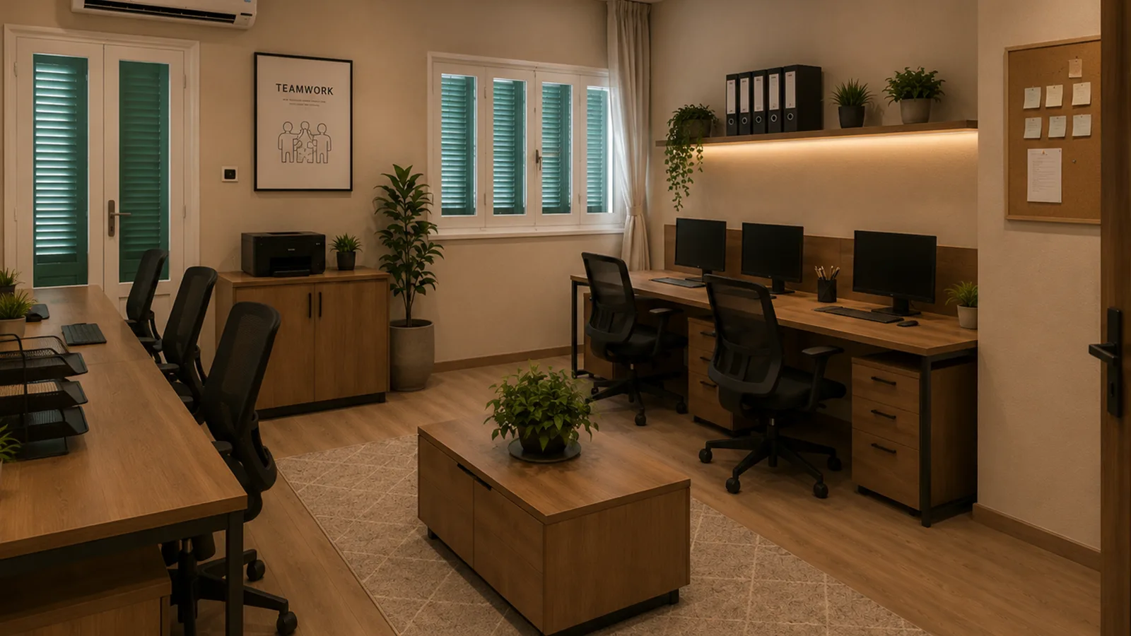 Open-plan office workspace in the Advertise Company project in Heliopolis