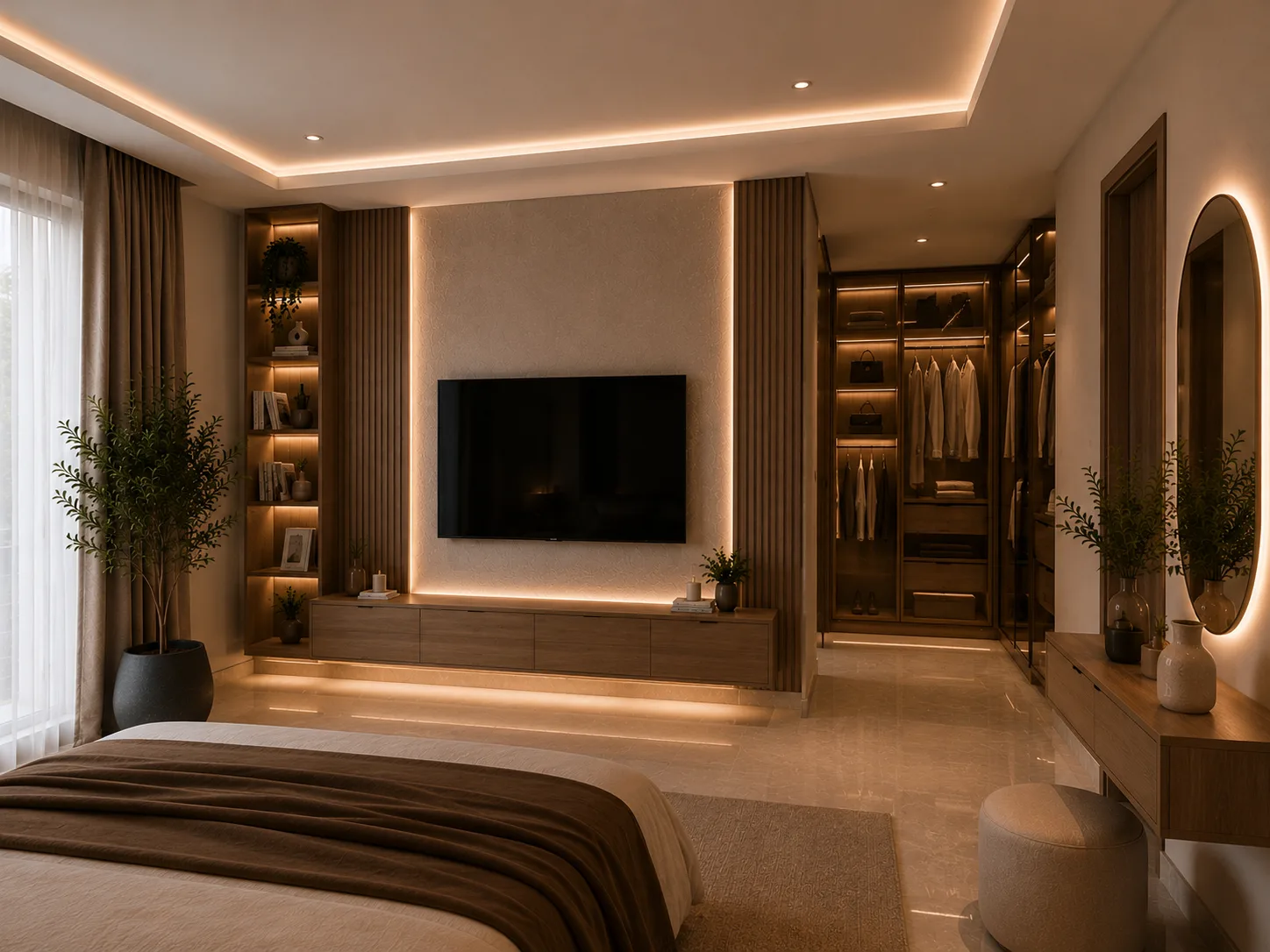 Bedroom media wall in the Palm Hills VGK project in 5th Settlement
