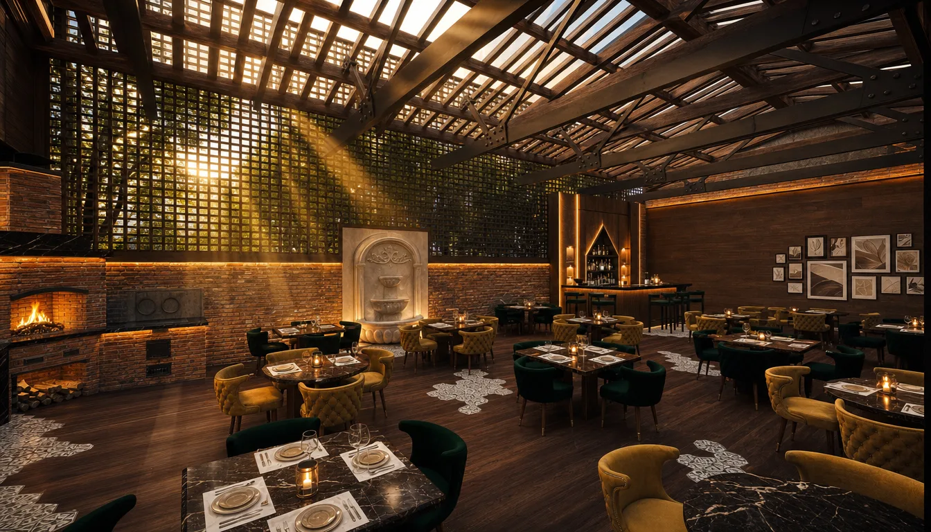 Restaurant dining hall at sunset in the Italian Restaurant project in Nasr City