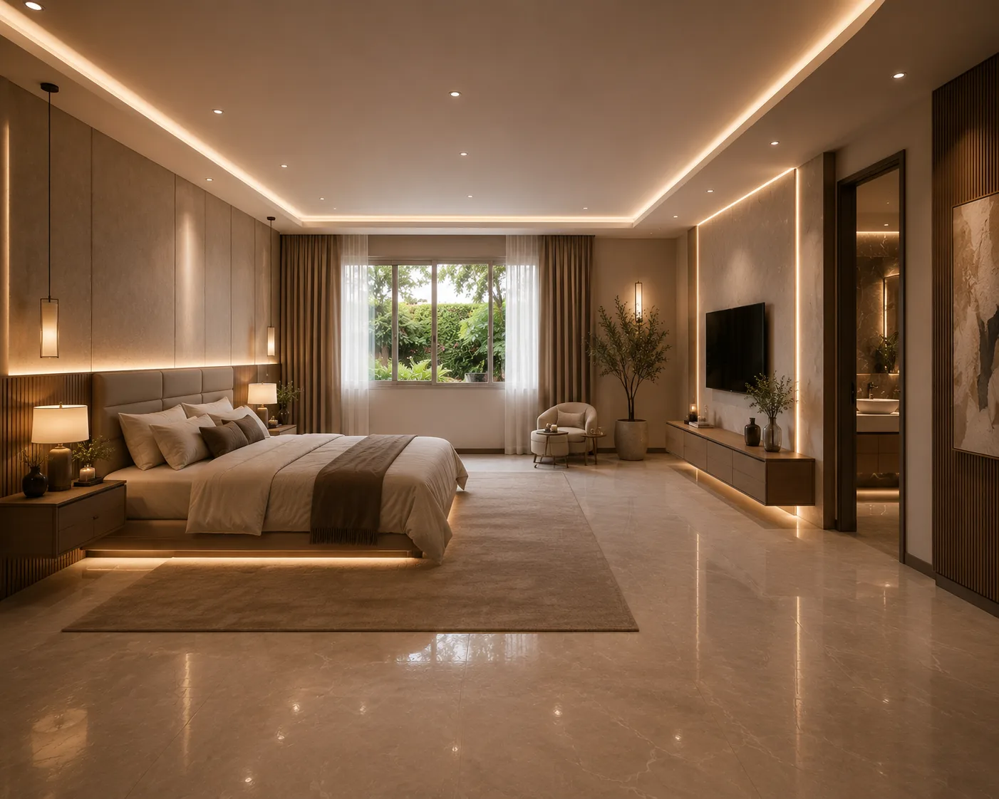 Spacious bedroom with lounge area in the Pyramid Hills Compound project in 6 October