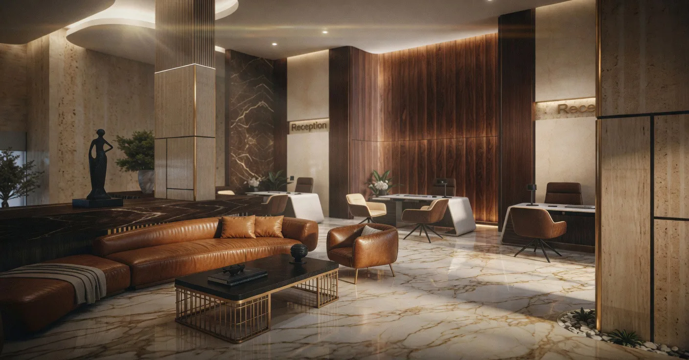 Hotel reception lounge in the Hotel Reception project in Nasr City