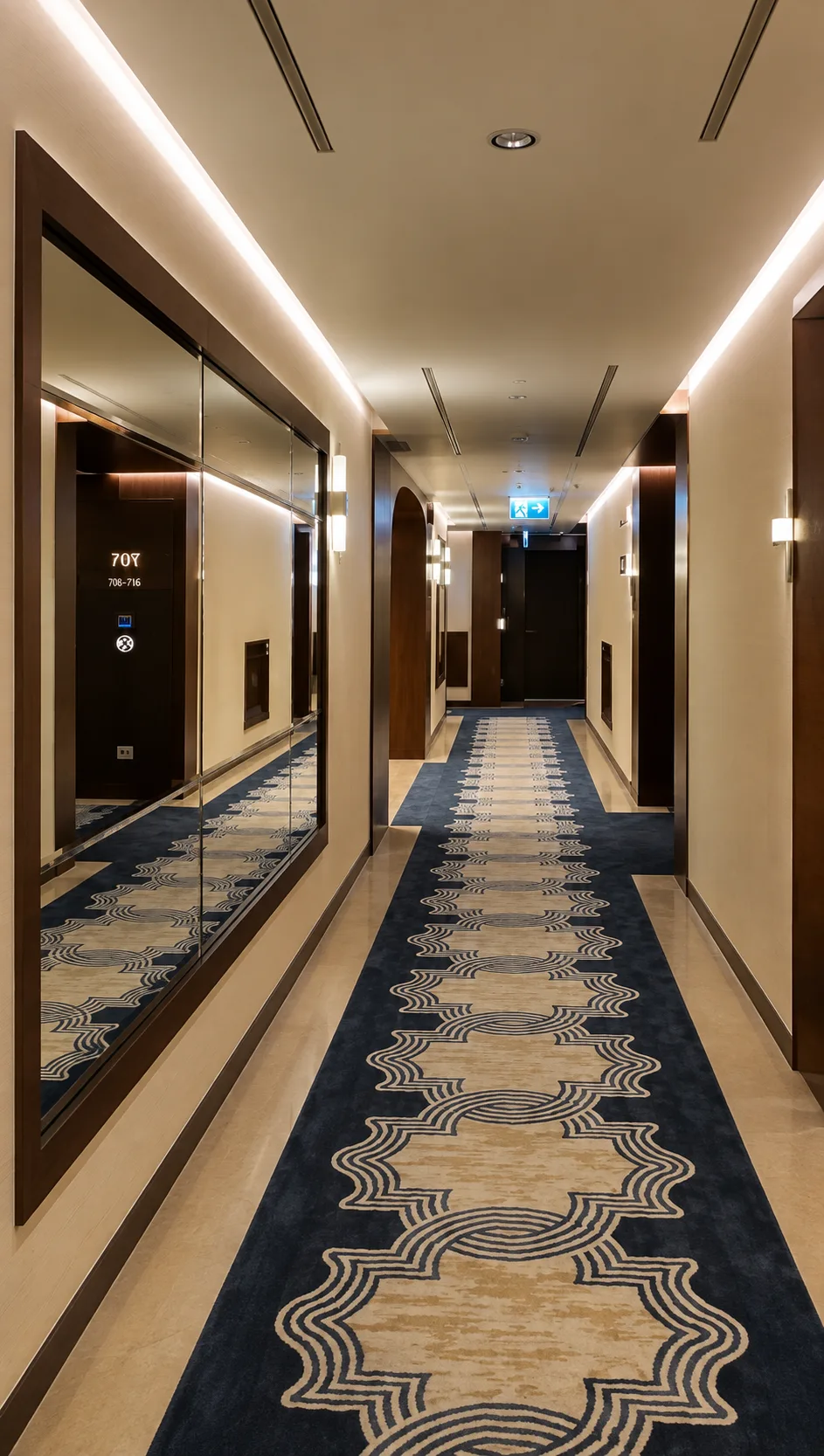 Hotel guest corridor in the Sonesta Hotel project in Nasr City