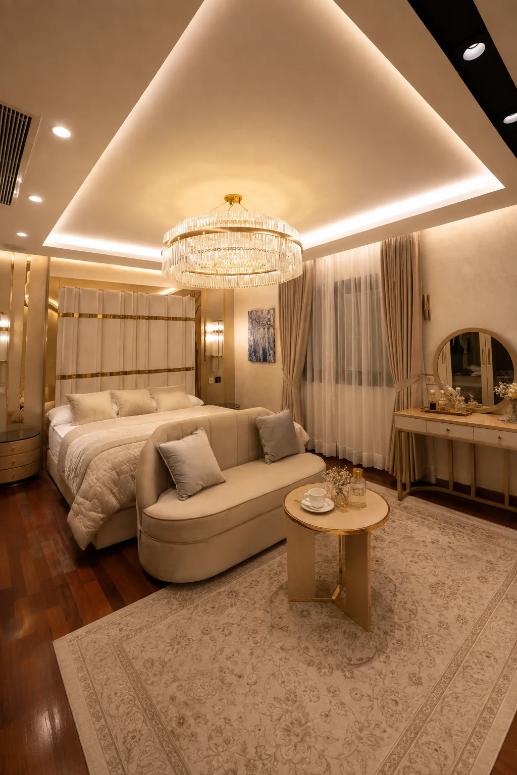 Classic bedroom and dressing area in the Mohandseen Apartment project in Mohandseen