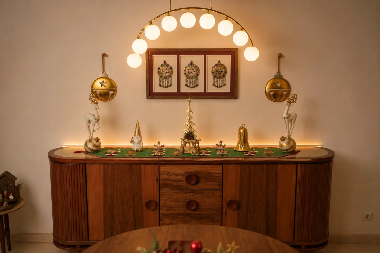 Decorative dining sideboard in the Mivida Compound project in 5th Settlement
