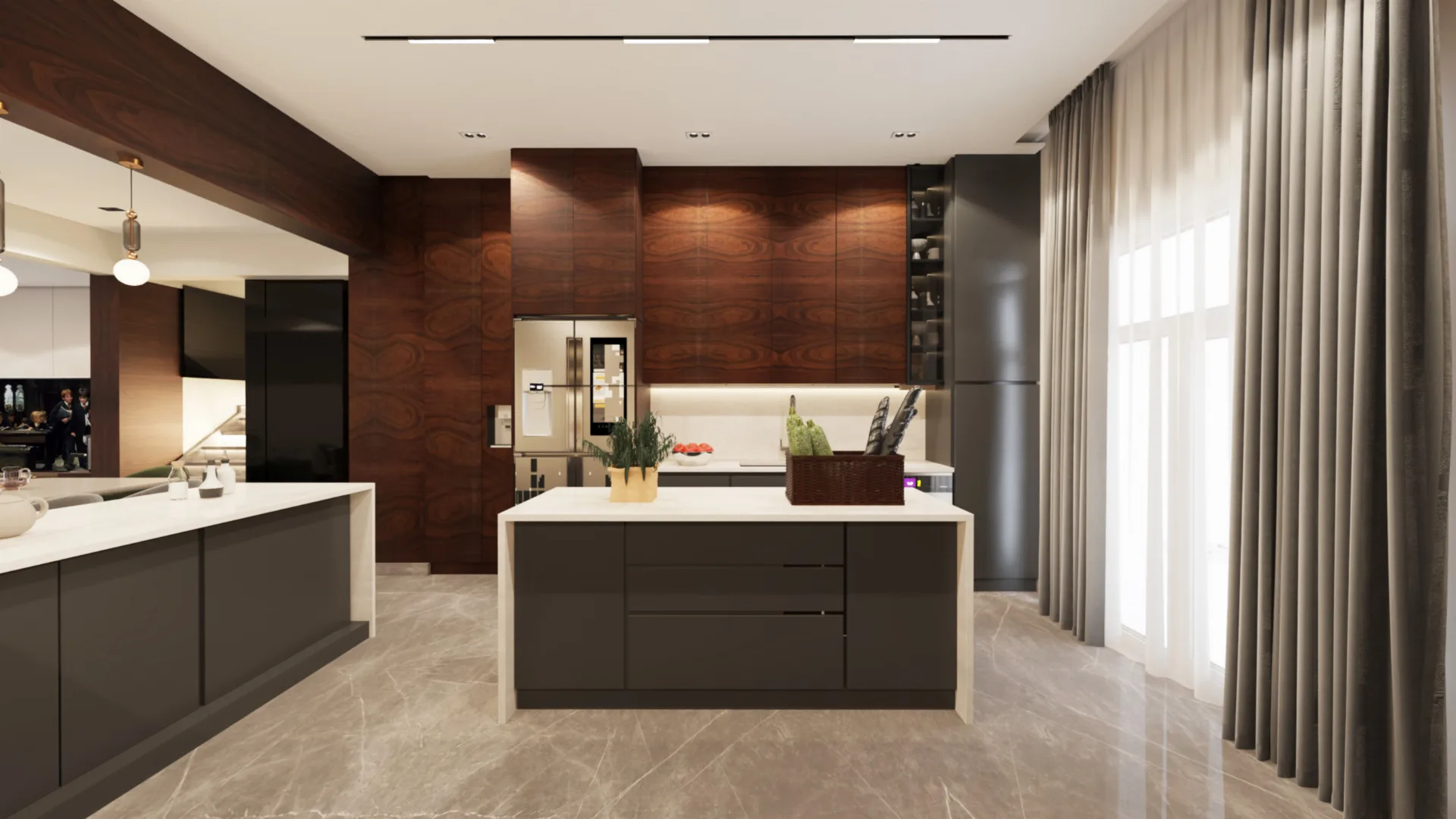 Modern kitchen with island in the La Vista Compound project in New Administrative Capital