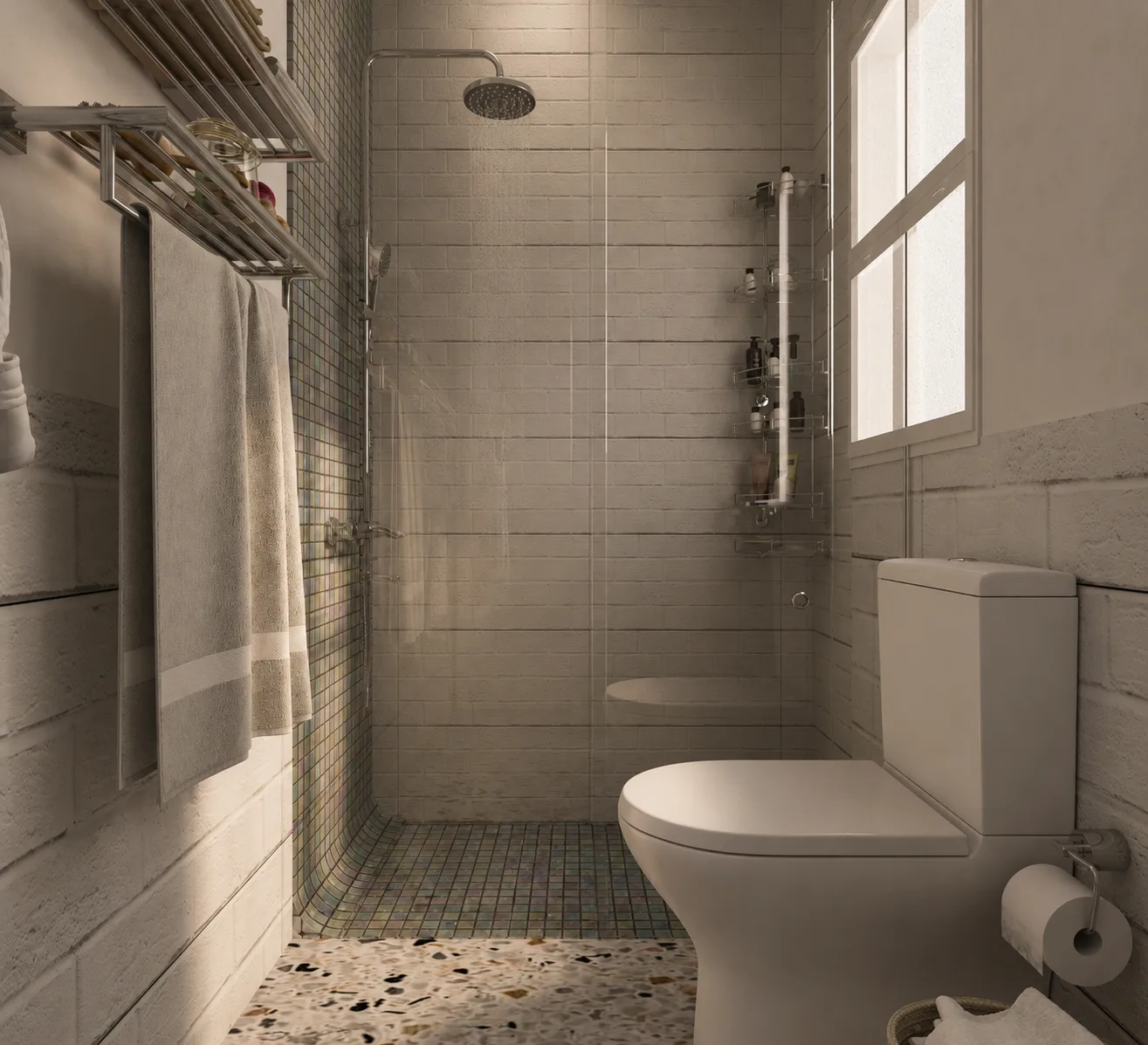 Compact shower bathroom in the Rocks Residence Compound project in Katemeya