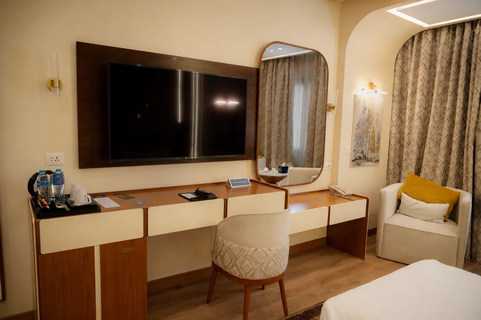 Hotel media wall and desk in the Sonesta Hotel project in Nasr City