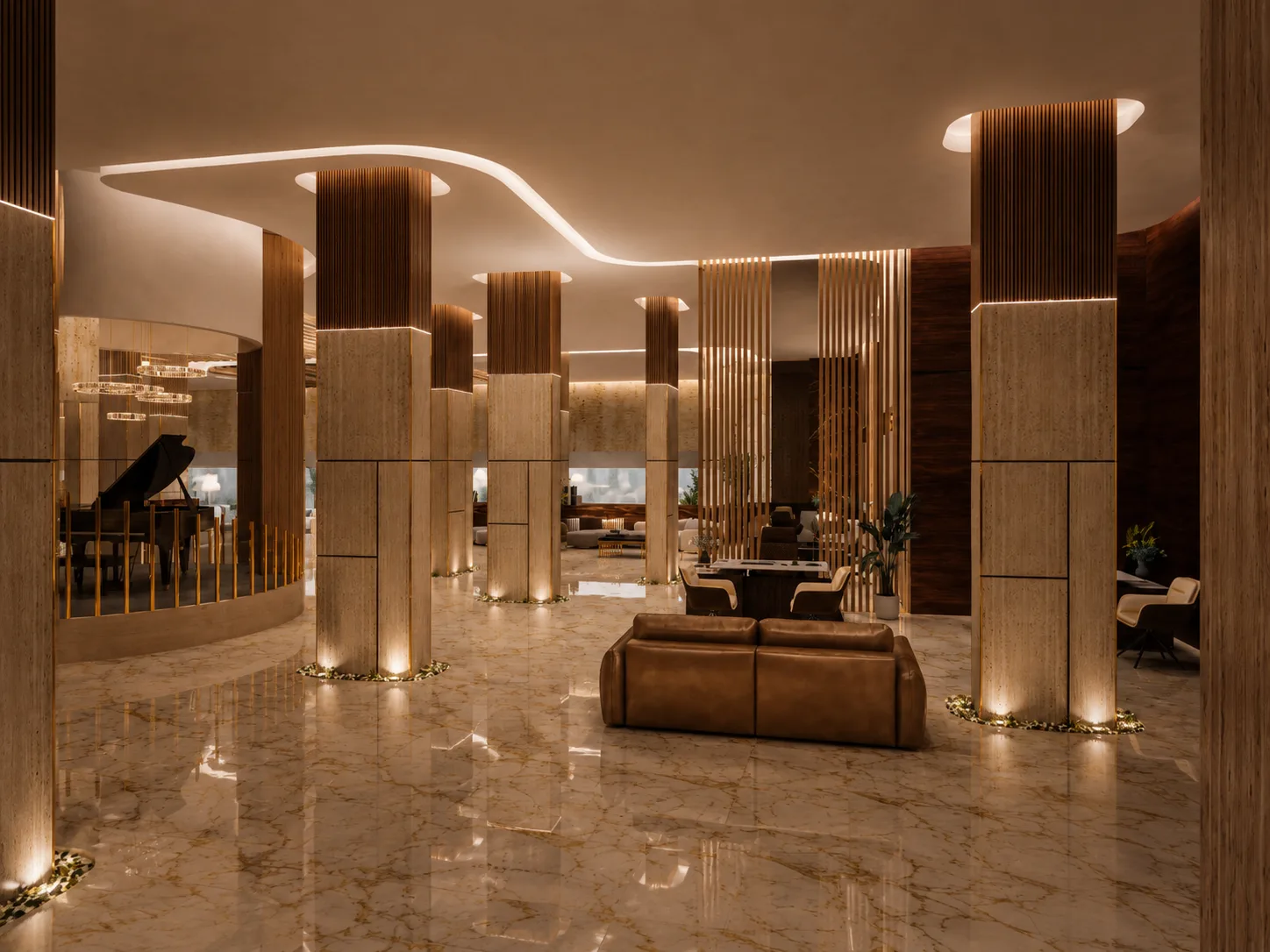 Grand hotel lobby in the Hotel Reception project in Nasr City