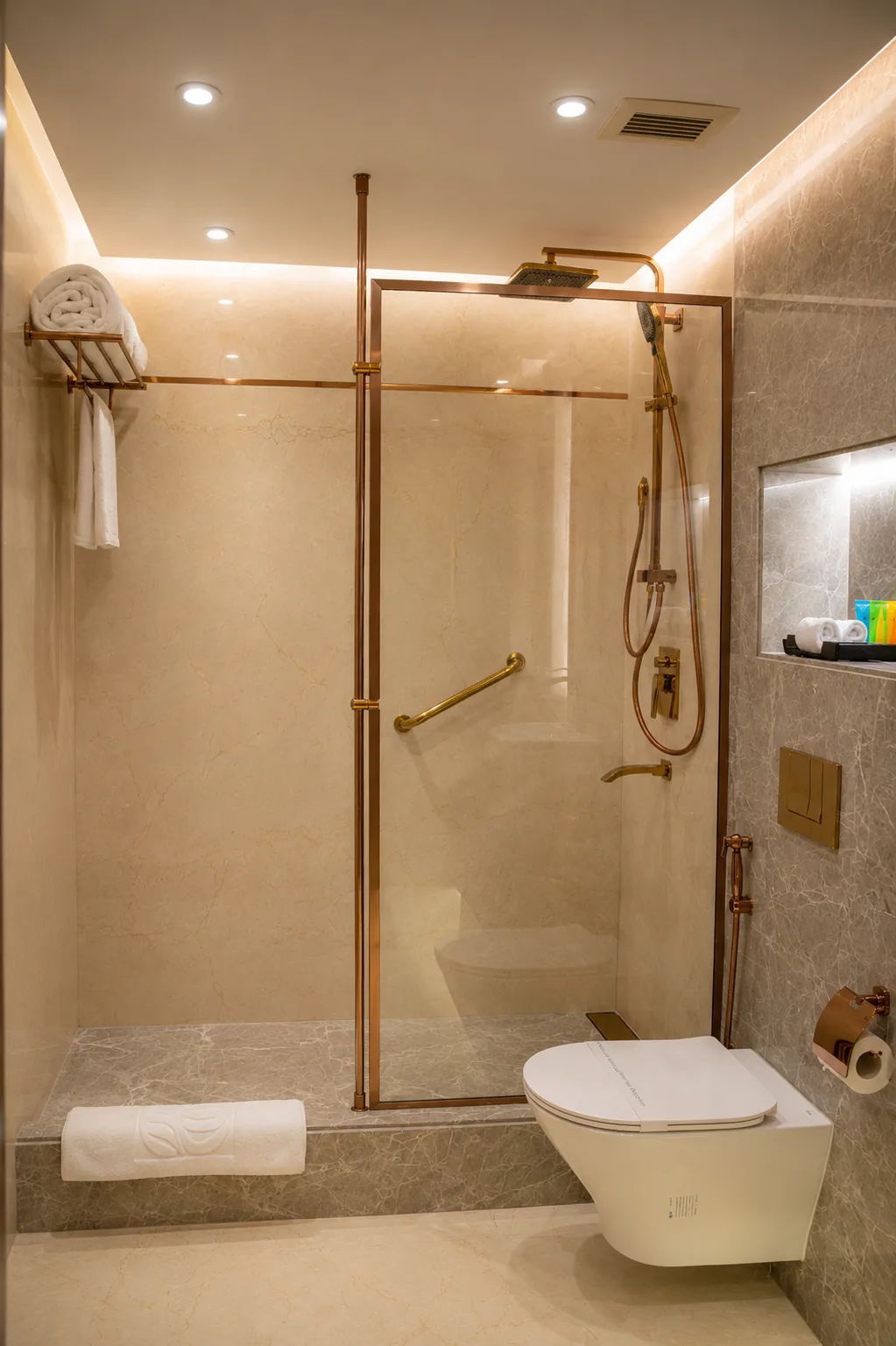 Hotel shower with brass fittings in the Sonesta Hotel project in Nasr City