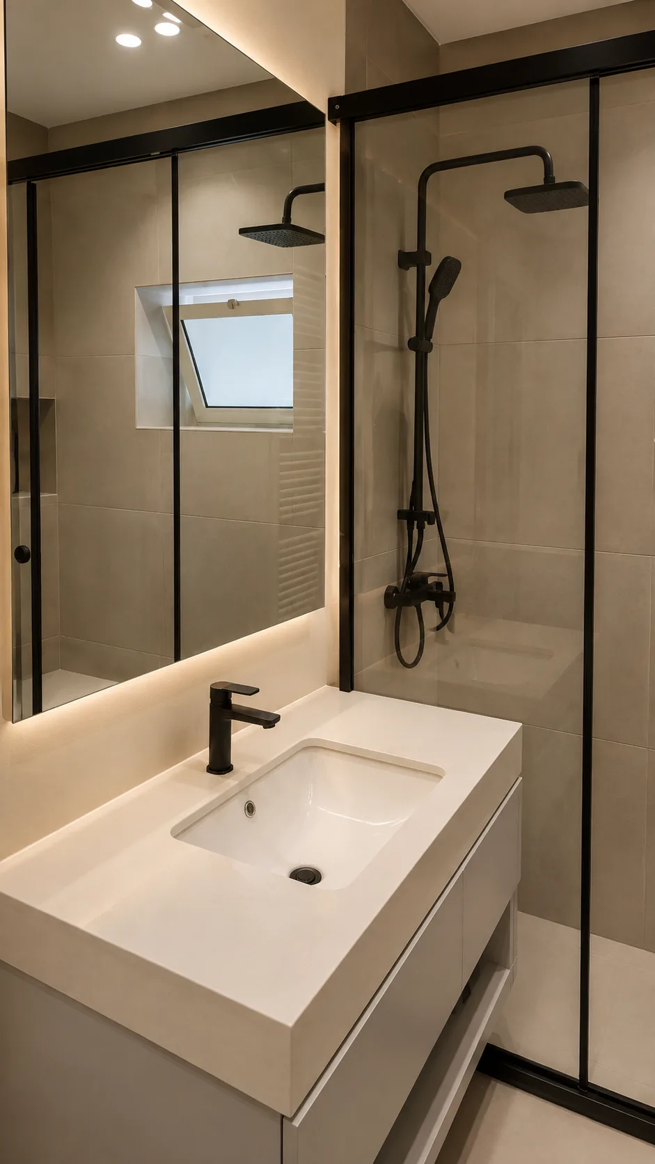 Compact shower bathroom in the Maadi Villa project in Maadi
