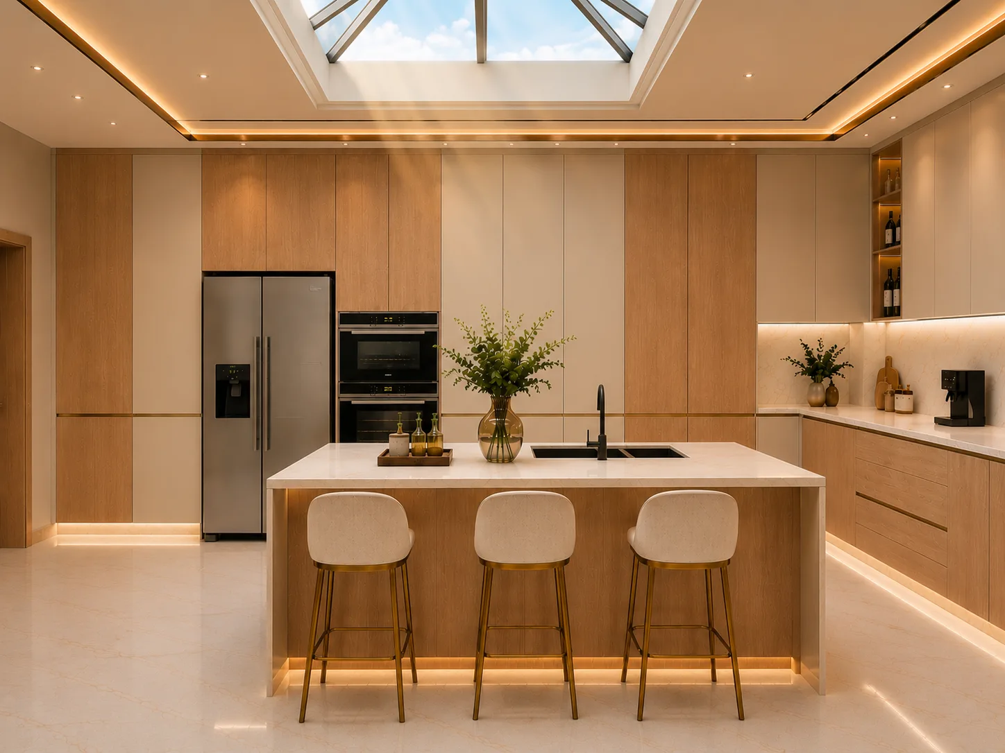 Modern kitchen island in the Pyramid Hills Compound project in 6 October