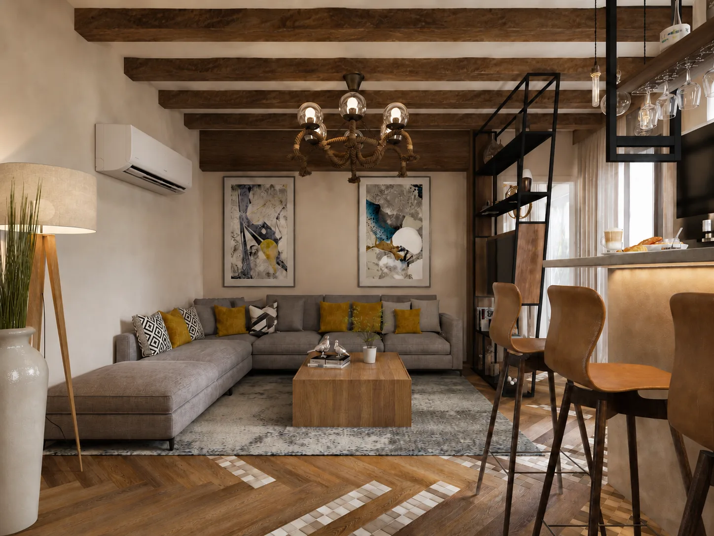 Industrial-style living room in the Rocks Residence Compound project in Katemeya