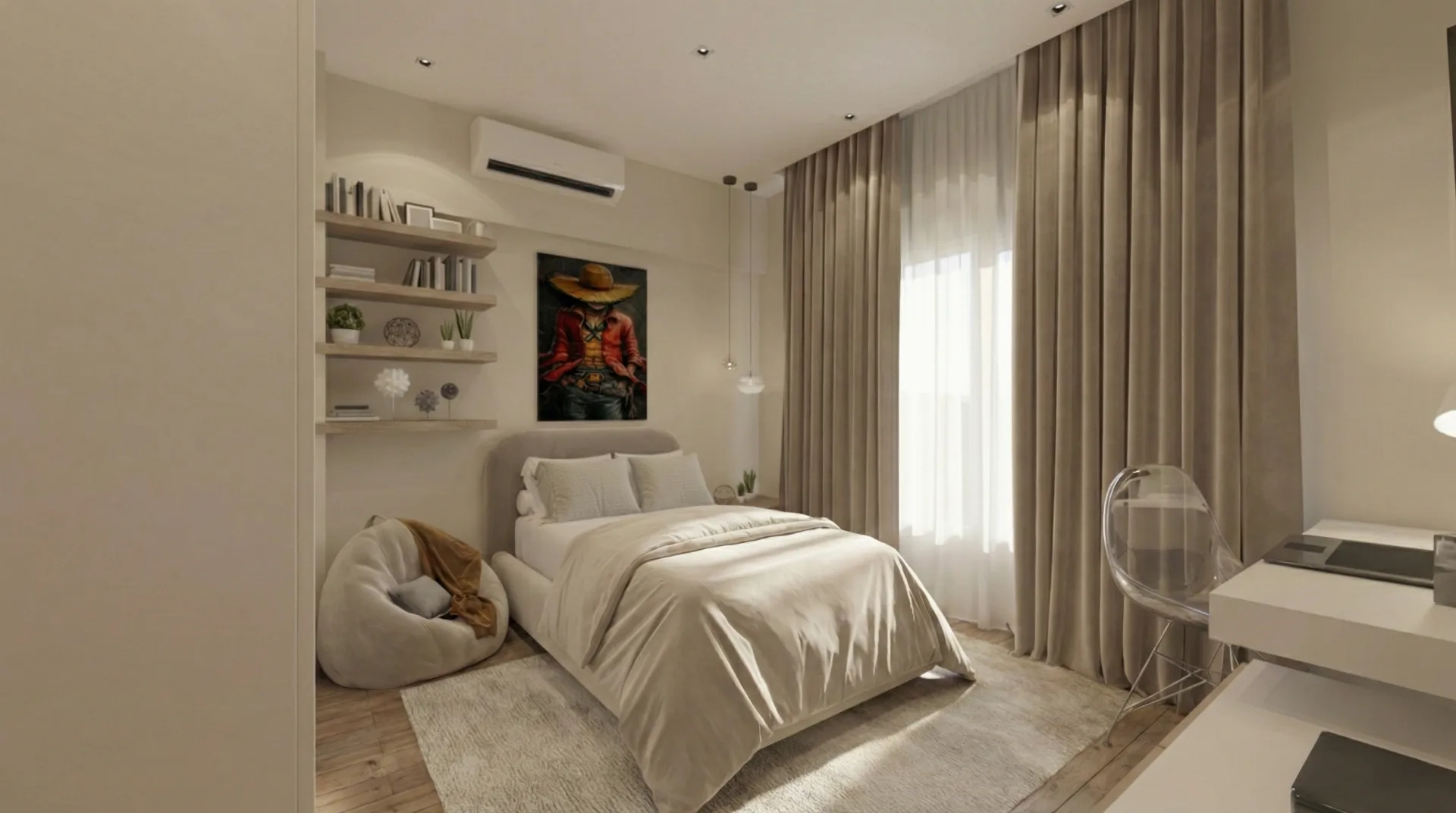Soft bedroom with reading nook in the La Vista Compound project in New Administrative Capital