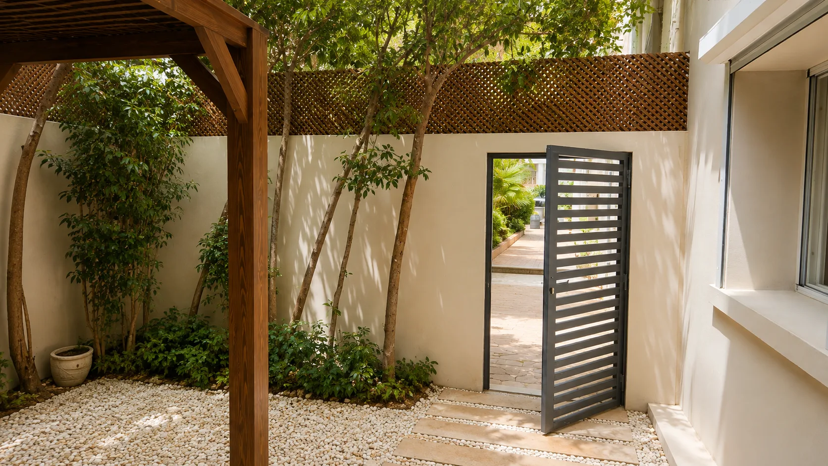 Garden walkway and pergola in the Maadi Villa project in Maadi