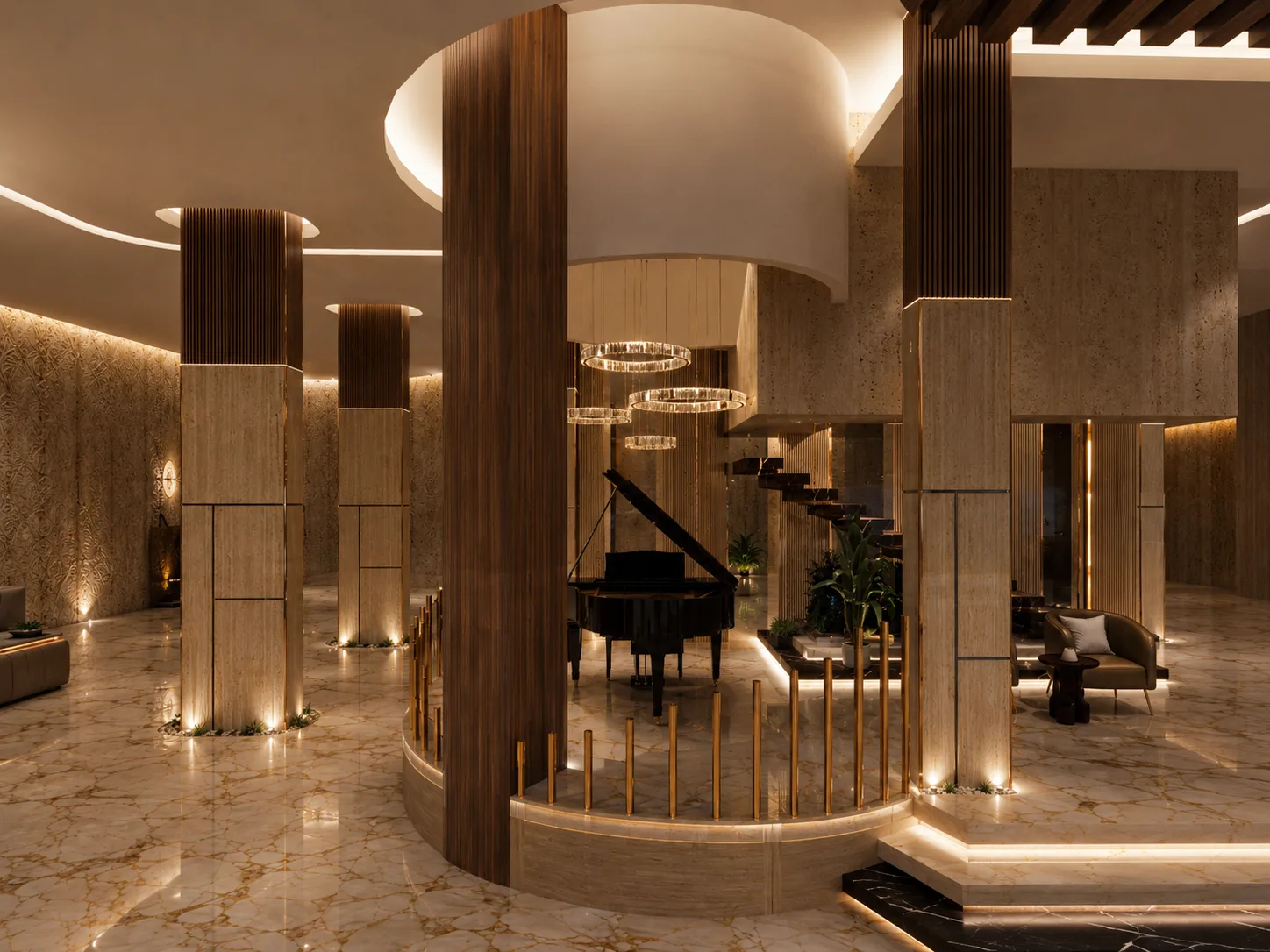 Grand hotel lobby in the Hotel Reception project in Nasr City