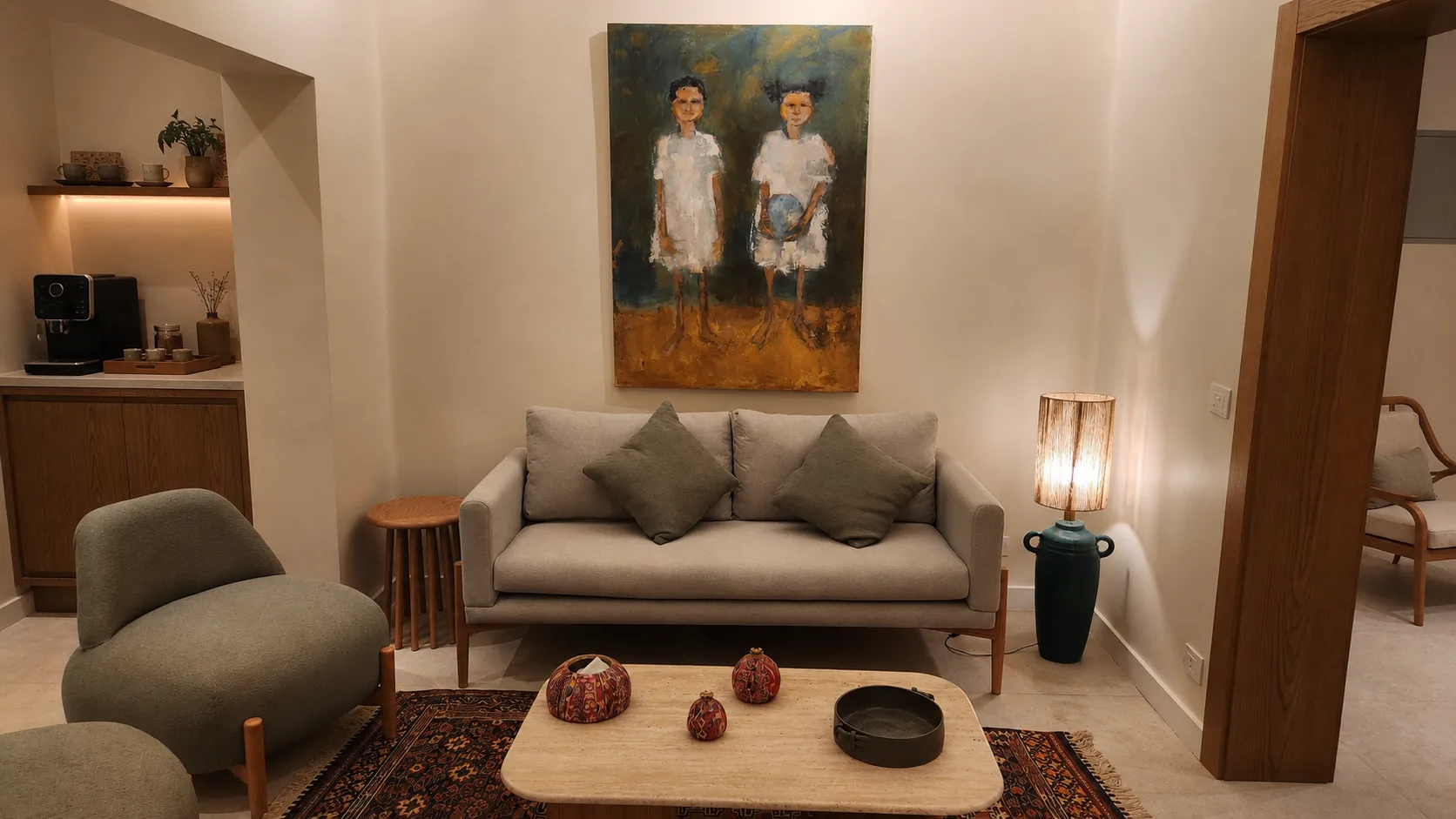 Small living room with artwork in the Maadi Villa project in Maadi