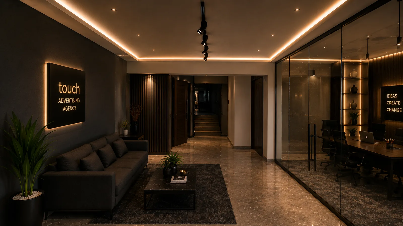 Corporate reception lobby in the Advertise Company project in Heliopolis