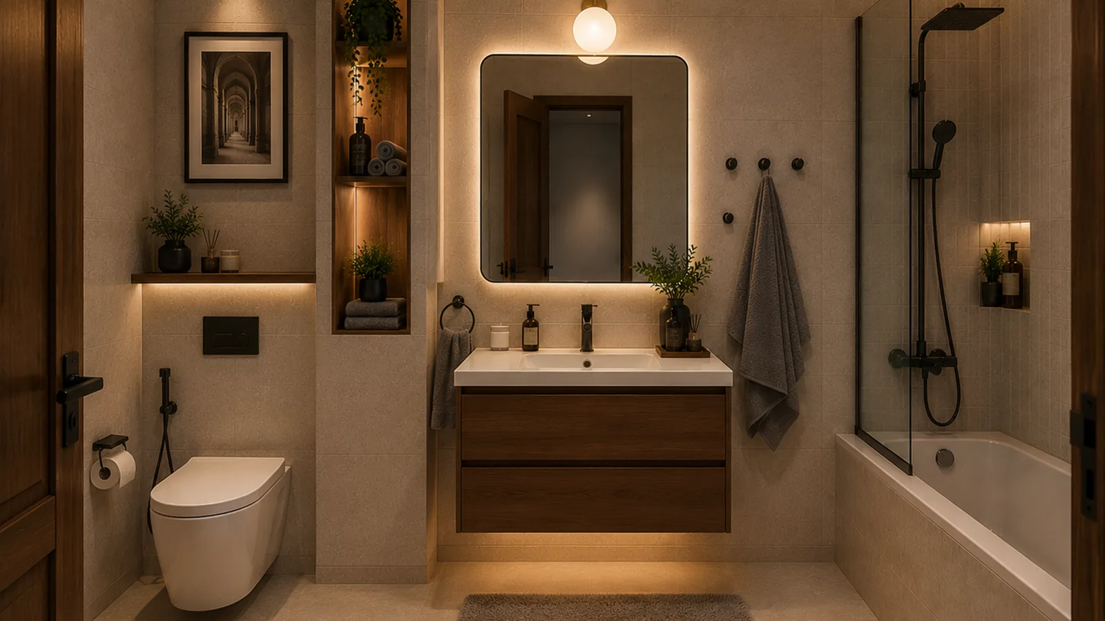 Compact bathroom vanity in the Advertise Company project in Heliopolis