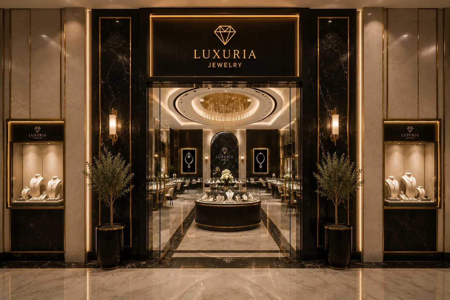 Jewellery showroom entrance in the Luxuria Jewelry project in Beirut