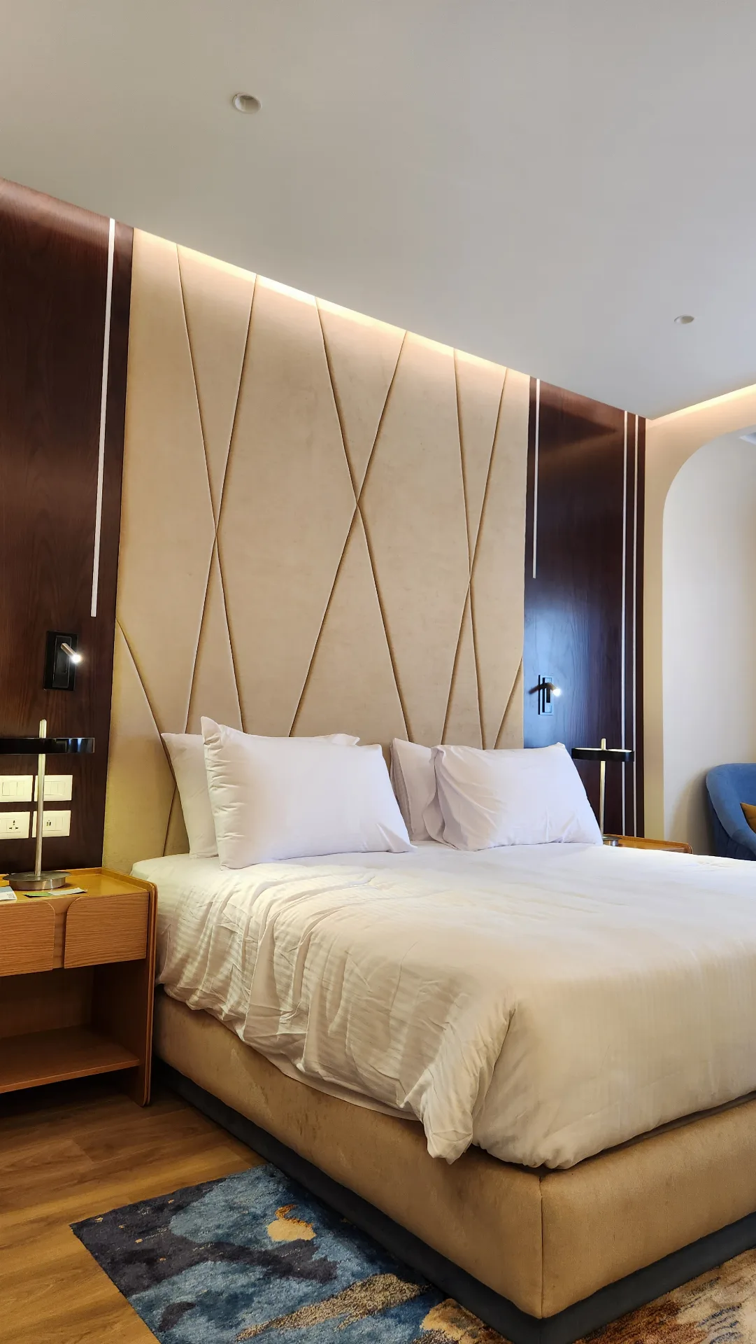 Hotel upholstered headboard detail in the Sonesta Hotel project in Nasr City