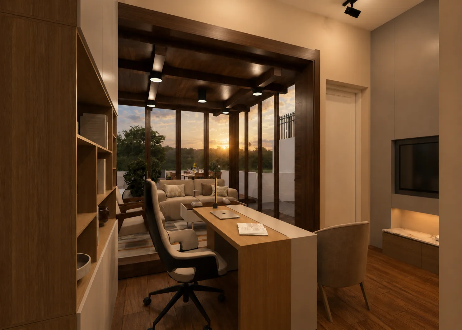 Home office opening to terrace in the Madinaty project in Madinaty