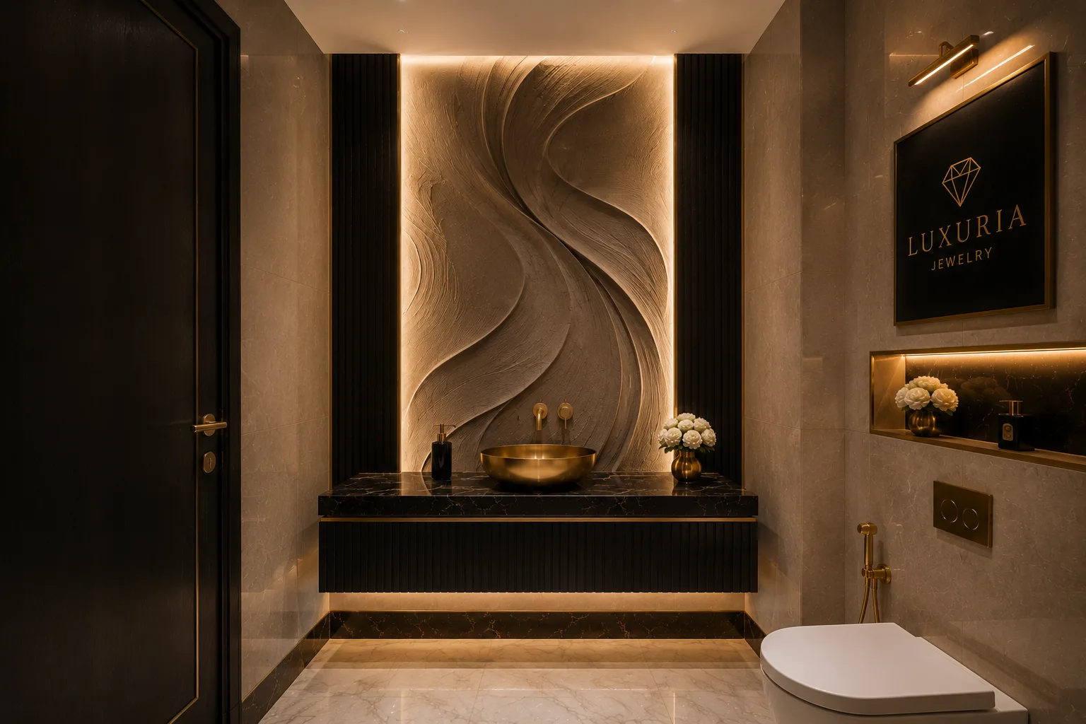 Jewellery shop washroom in the Luxuria Jewelry project in Beirut