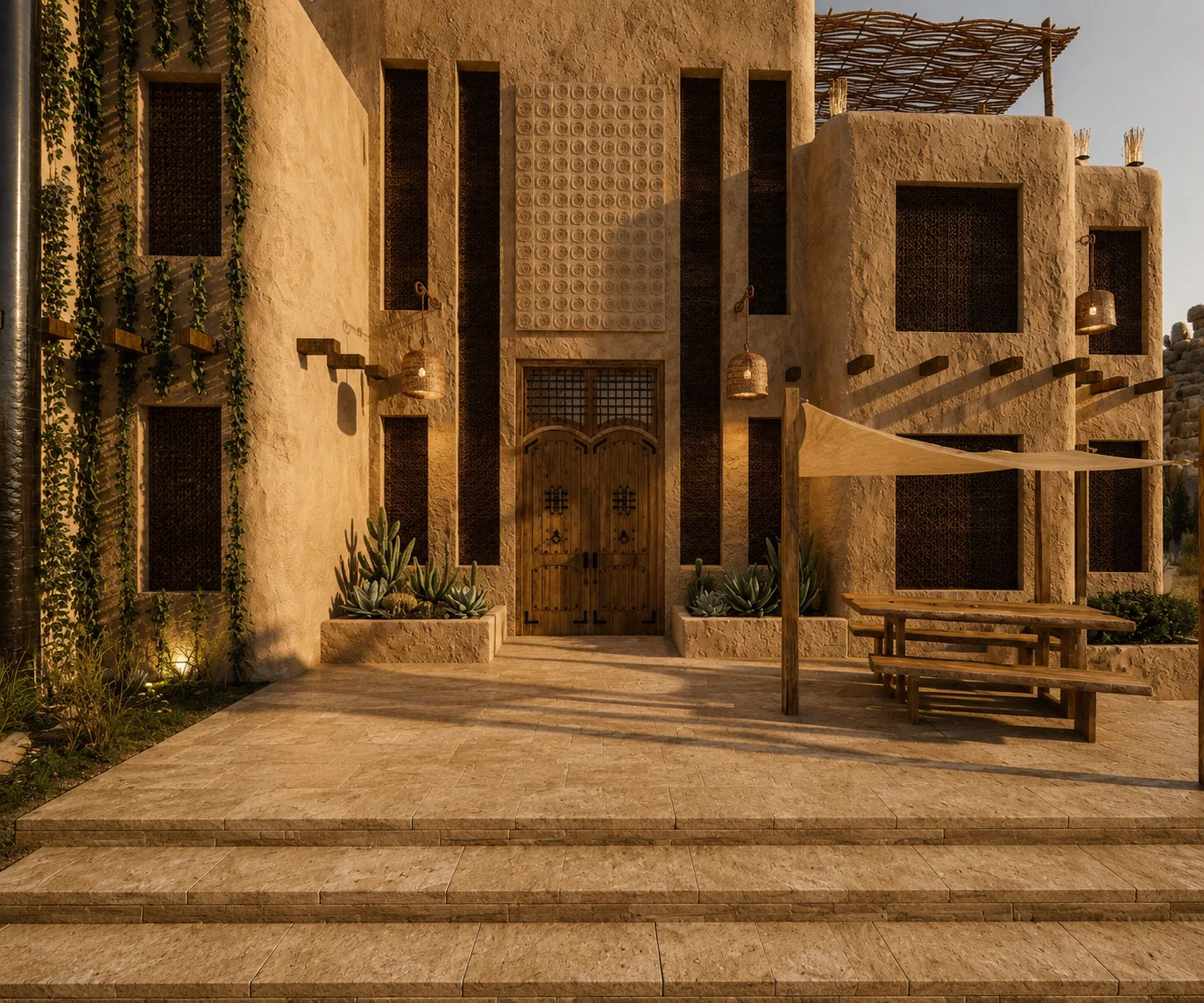 Siwa lodge courtyard in the Siwa Oasis project in Siwa Oasis