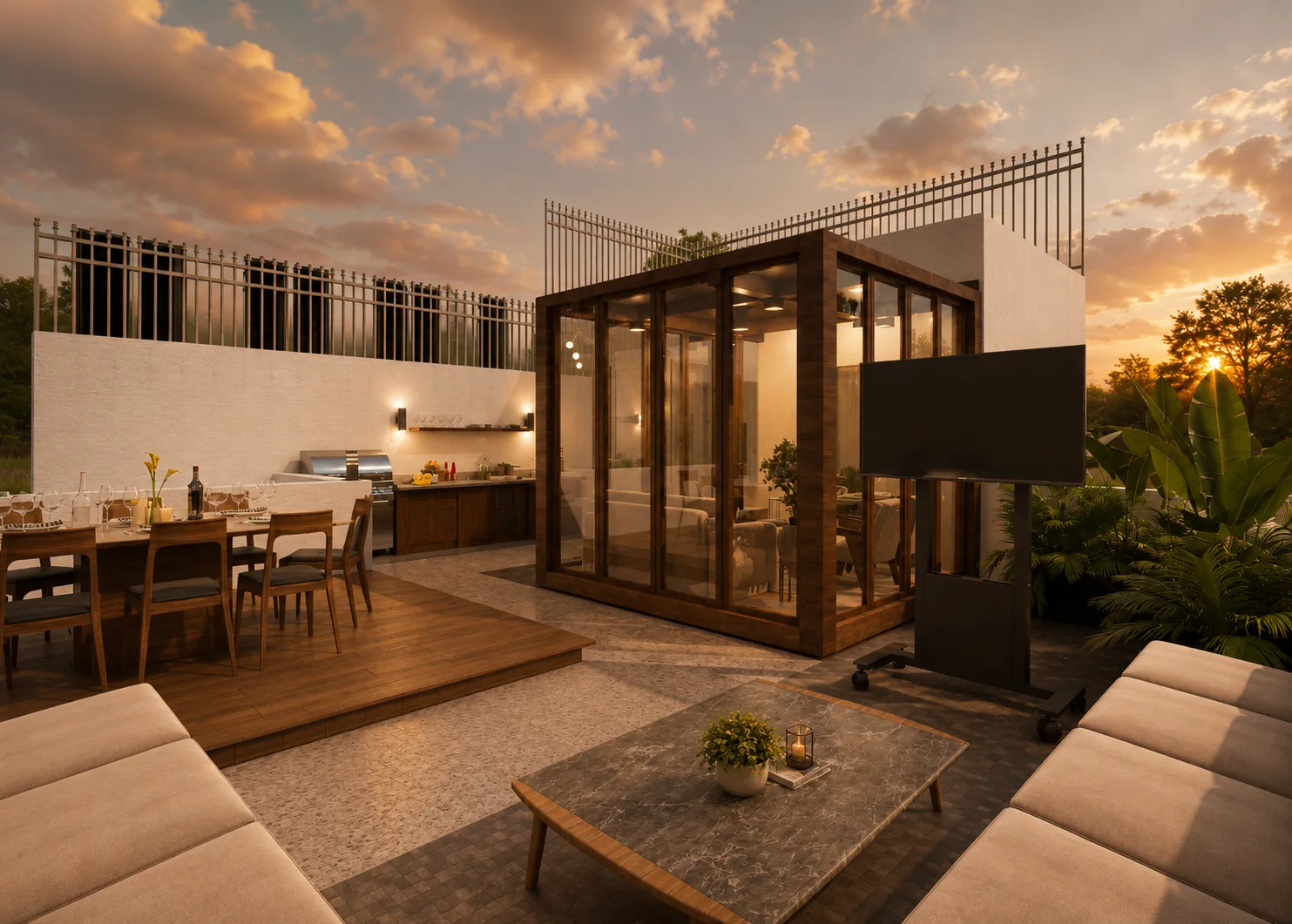 Roof deck with glass pavilion in the Madinaty project in Madinaty