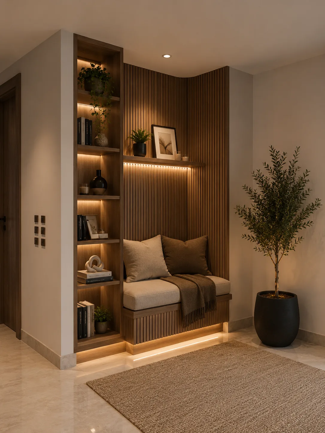 Reading corner with timber shelving in the Palm Hills VGK project in 5th Settlement