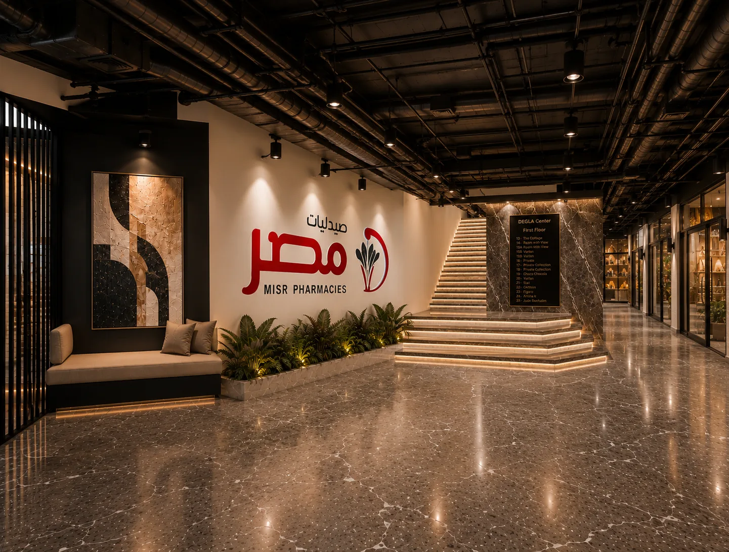 Degla center pharmacy corridor in the Degla Center project in Zamalek