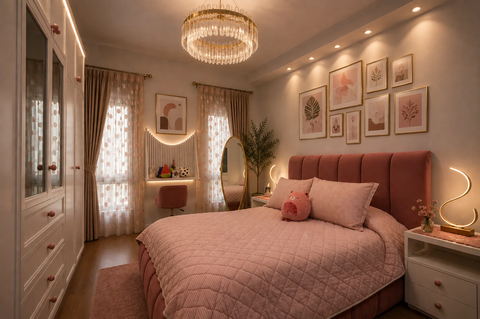Pink children's bedroom in the Mivida Compound project in 5th Settlement