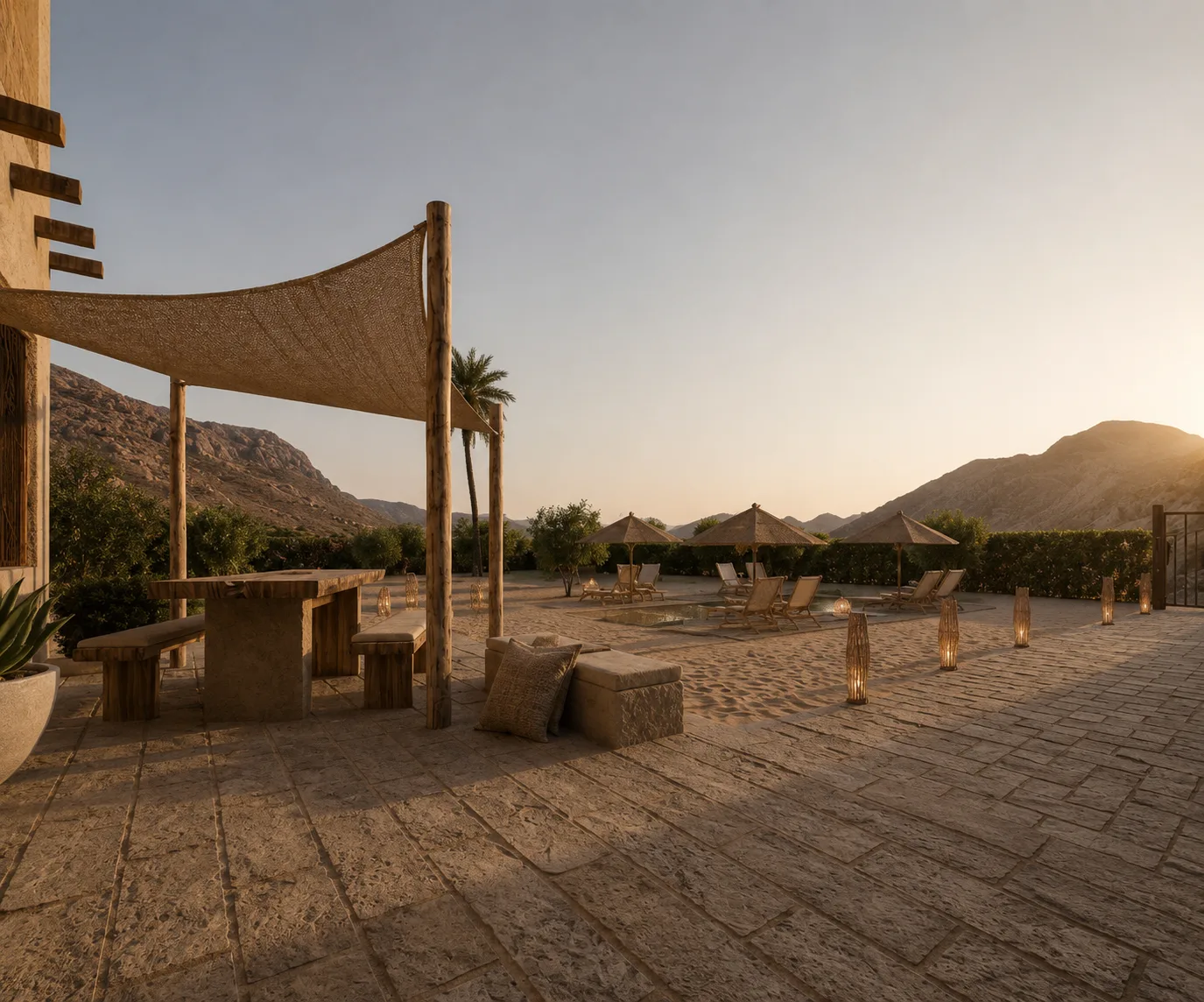 Siwa terrace with mountain view in the Siwa Oasis project in Siwa Oasis