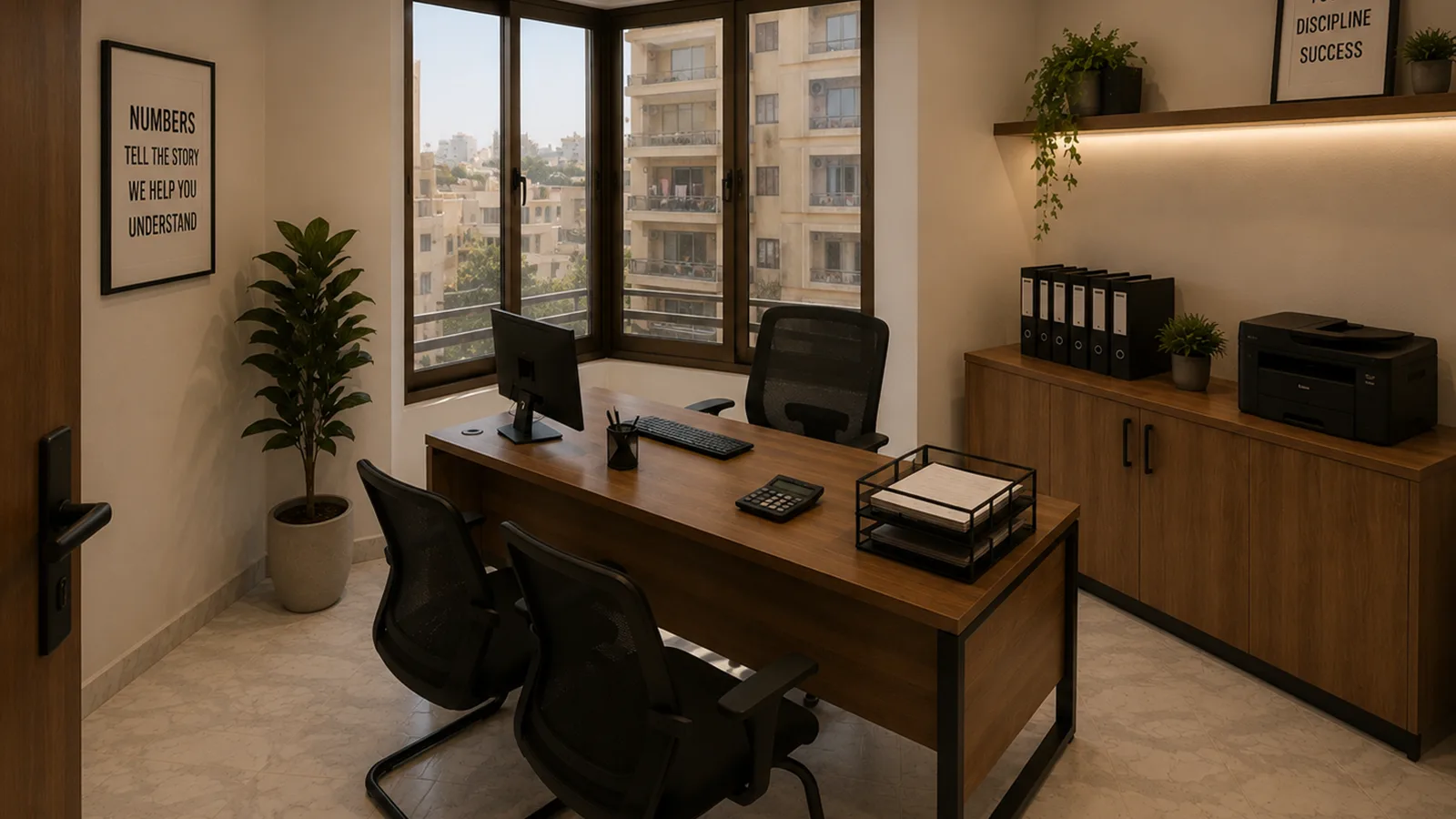 Sunlit private office in the Advertise Company project in Heliopolis
