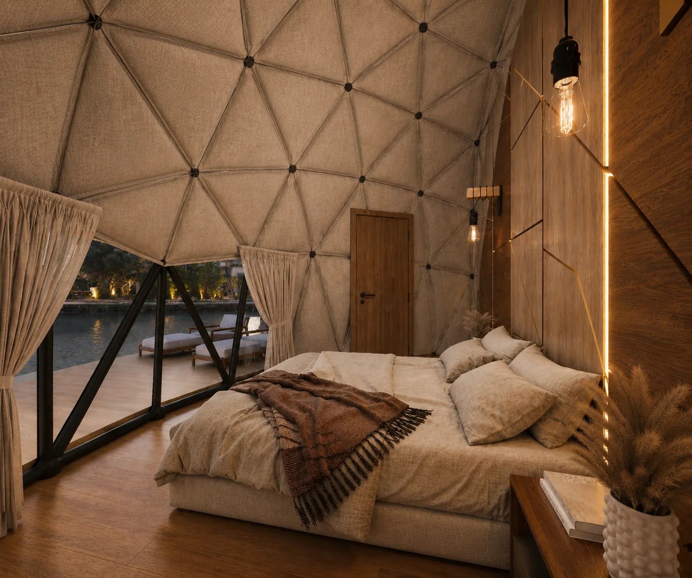 Geodesic resort bedroom in the Dome Resort project in Sahl Hashish
