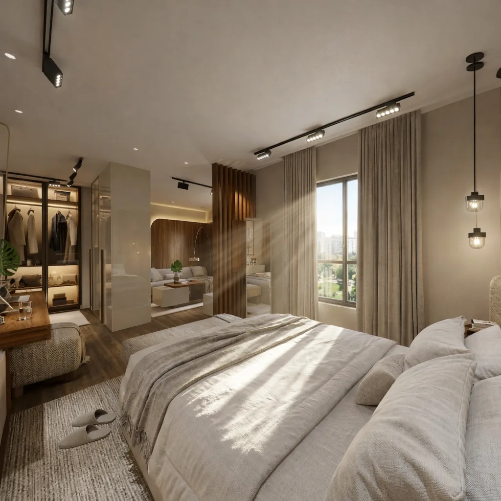 Bedroom opening to wardrobe in the Kanarya Compound project in 6 October