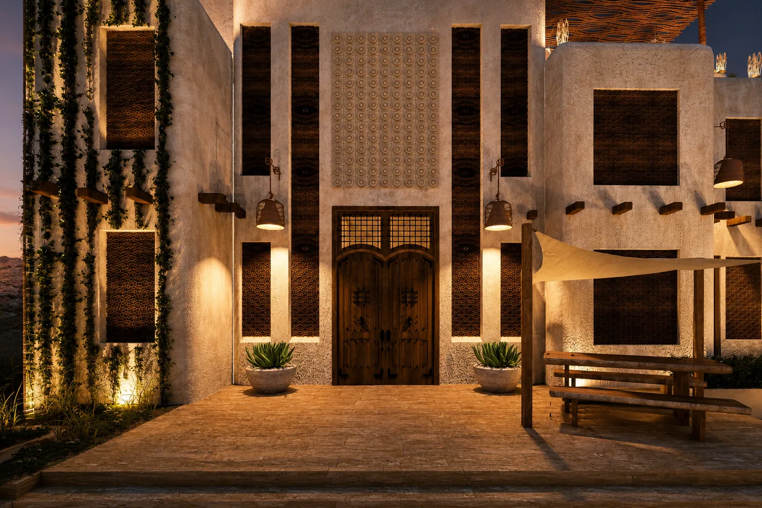 Siwa lodge entrance in the Siwa Oasis project in Siwa Oasis