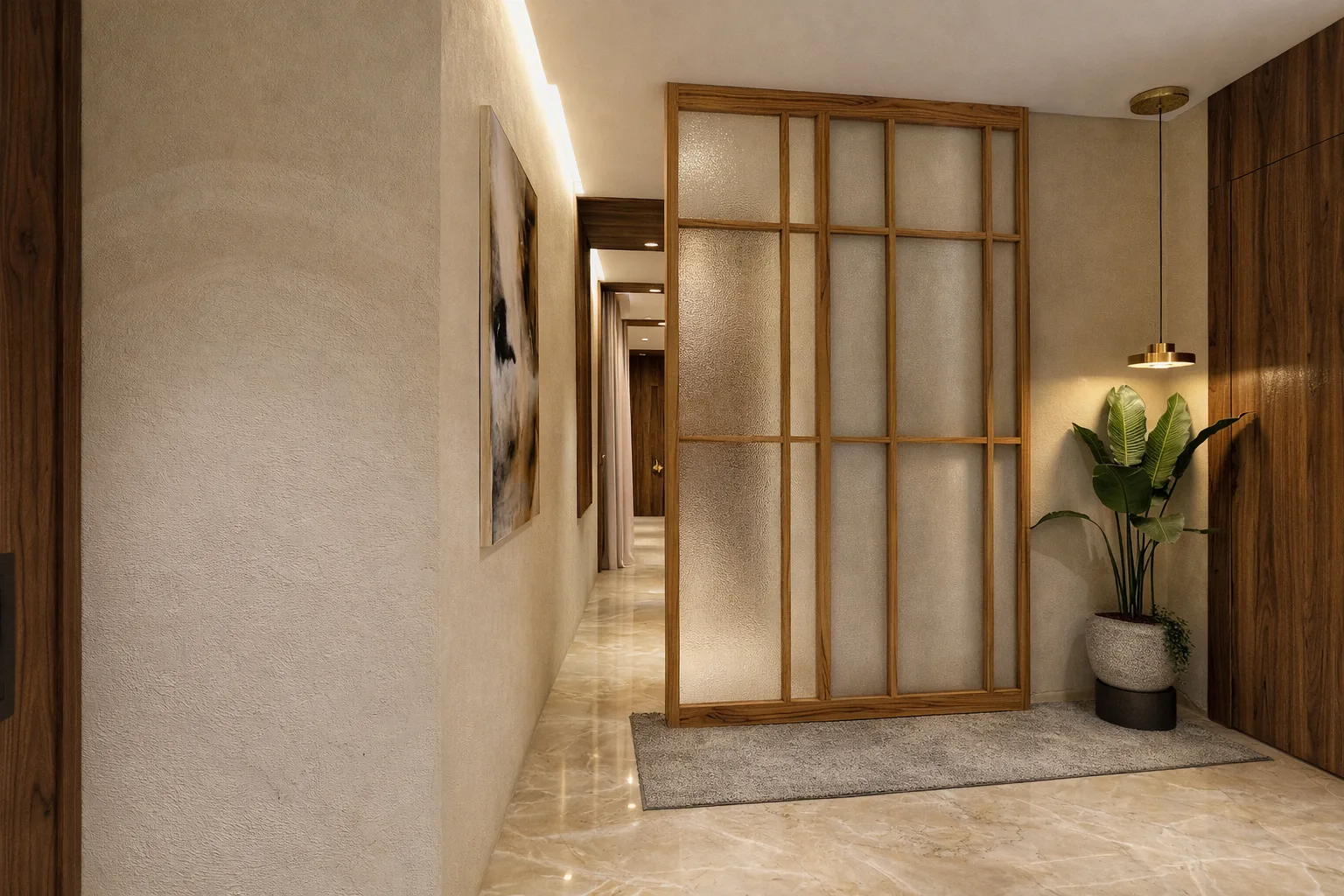 Minimal apartment entrance in the Kanarya Compound project in 6 October