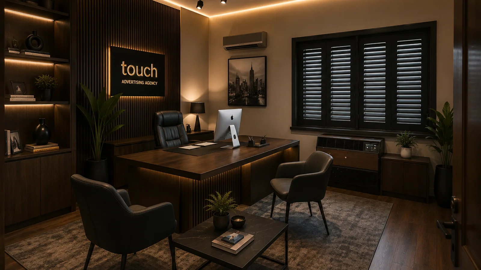 Dark executive office in the Advertise Company project in Heliopolis