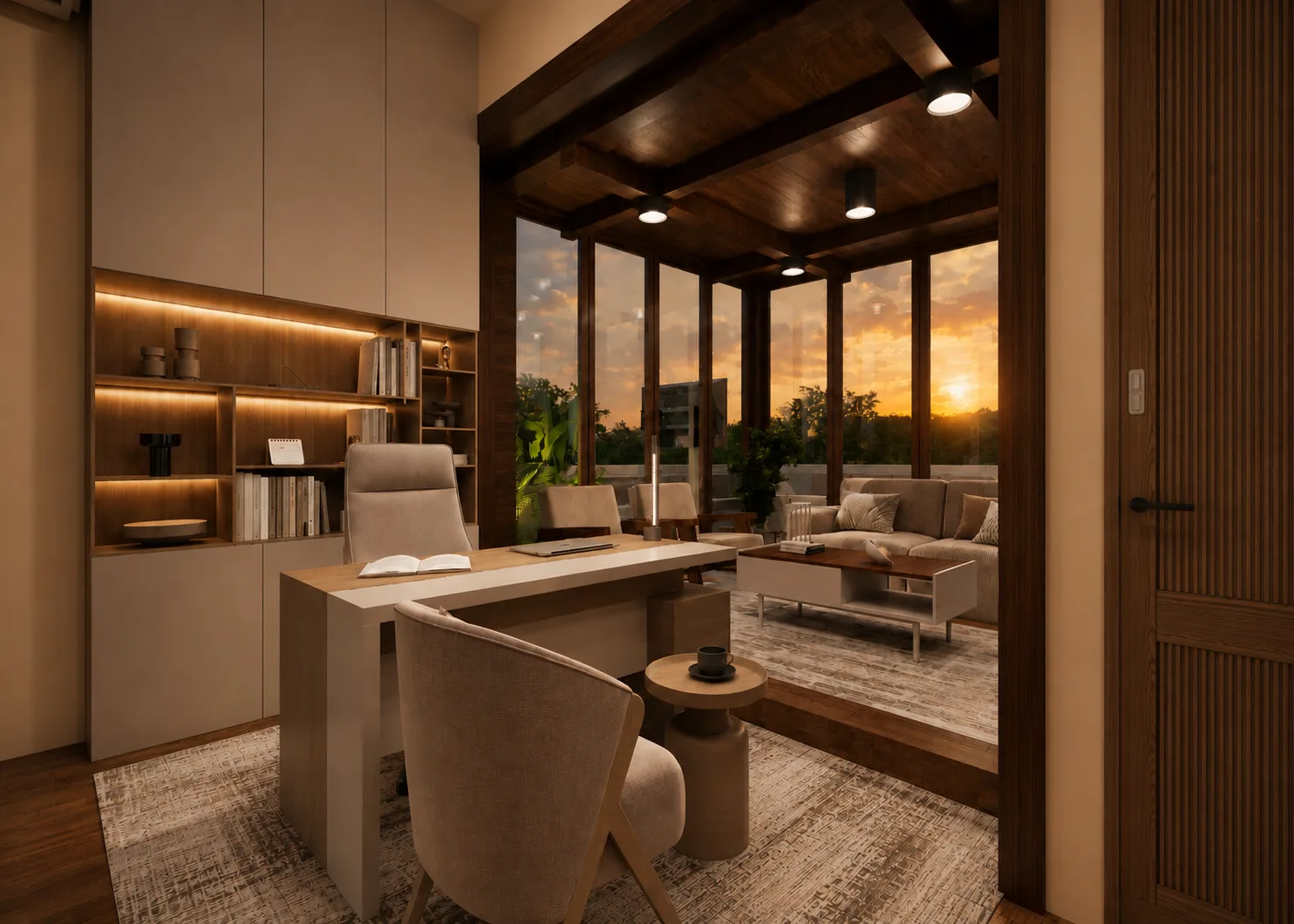 Home office opening to terrace in the Madinaty project in Madinaty