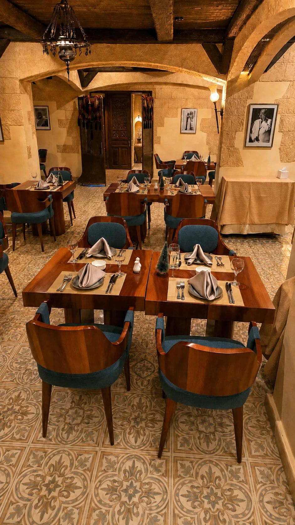 Restaurant dining tables in the Baalbak Restaurant project in Nasr City