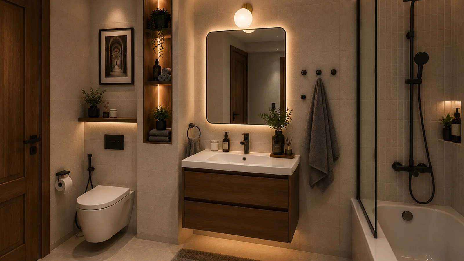 Compact bathroom vanity in the Advertise Company project in Heliopolis
