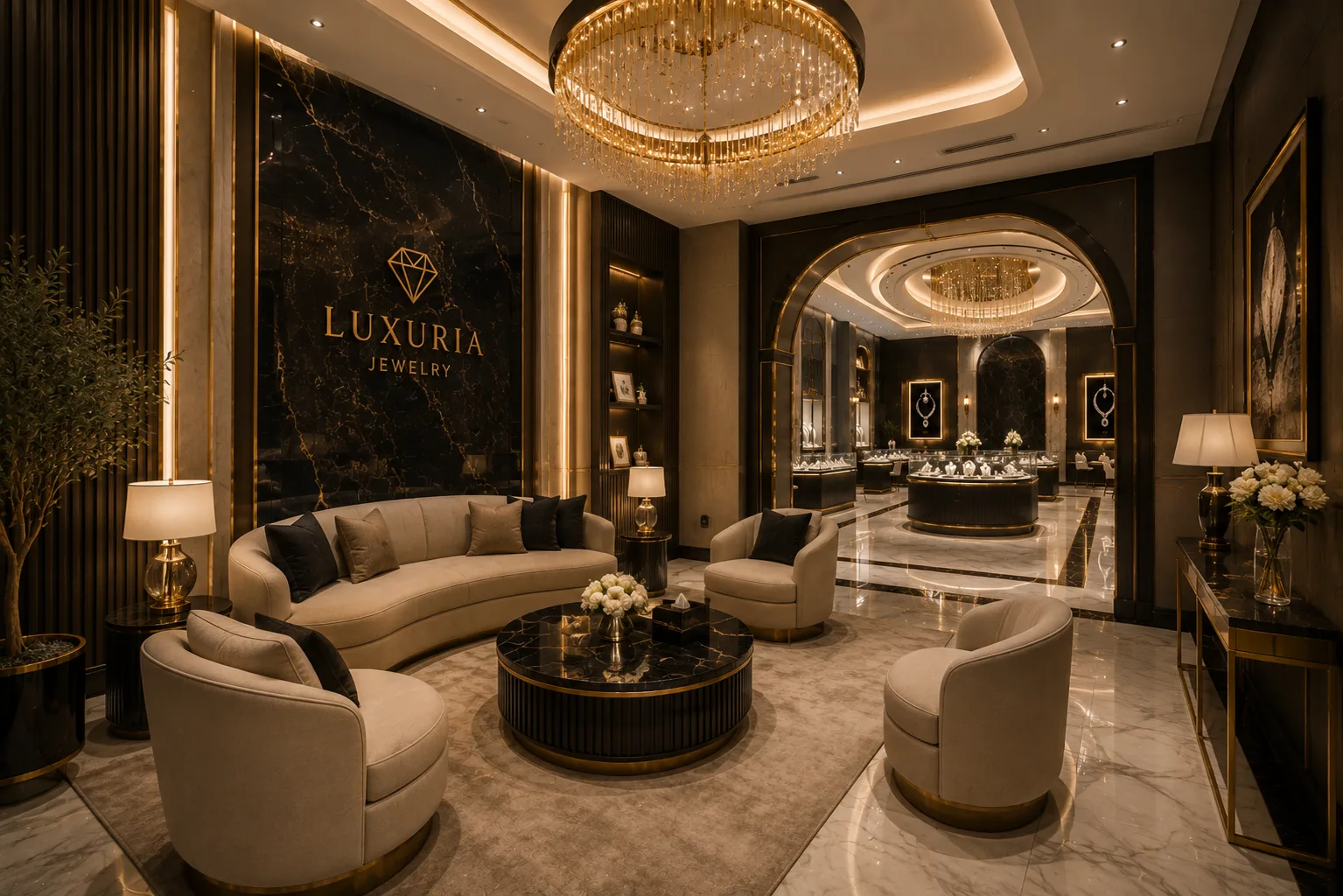 Jewellery showroom lounge in the Luxuria Jewelry project in Beirut