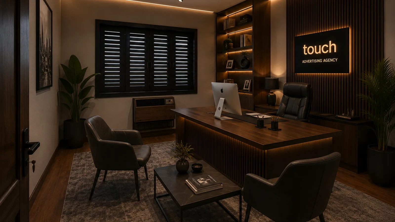 Dark creative office in the Advertise Company project in Heliopolis