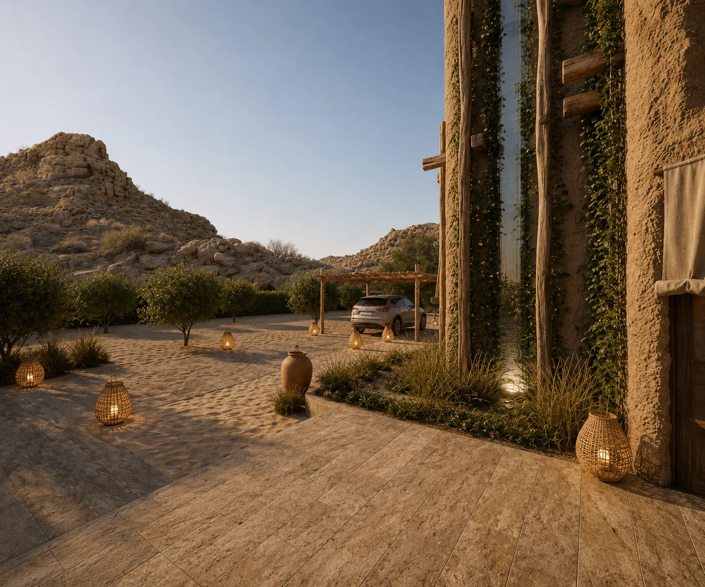Siwa desert pathway in the Siwa Oasis project in Siwa Oasis
