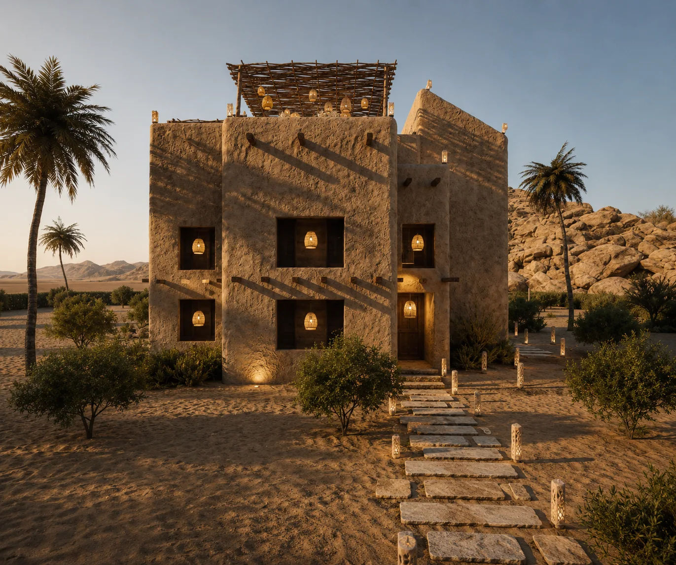 Siwa lodge exterior in the Siwa Oasis project in Siwa Oasis