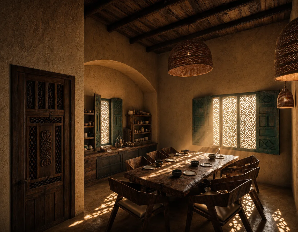 Rustic siwa dining room in the Siwa Oasis project in Siwa Oasis